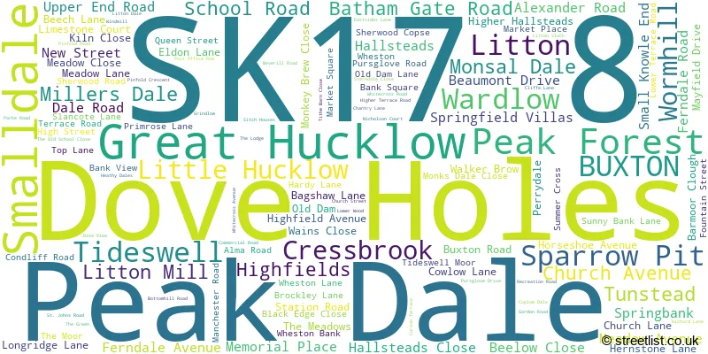 A word cloud for the SK17 8 postcode
